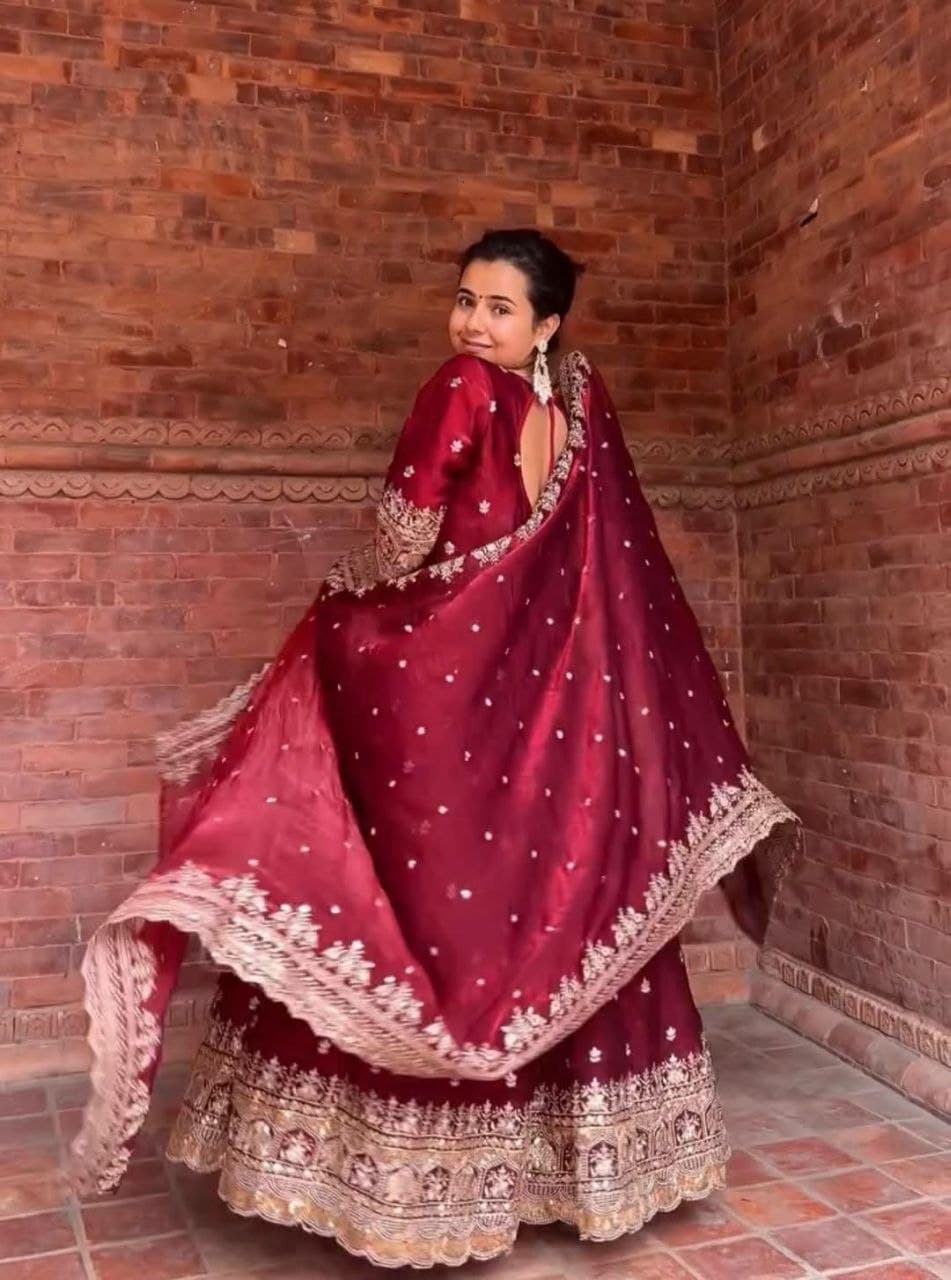 Heavy Fendy Silk Anarkali Gown Set