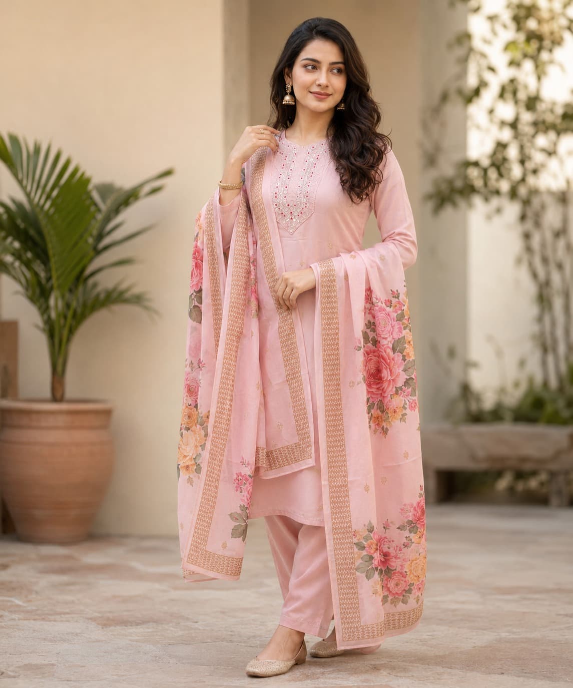 Women's Daily Elegance 3-Piece Embroidered Rayon Slub Kurta Set – PAIR-25