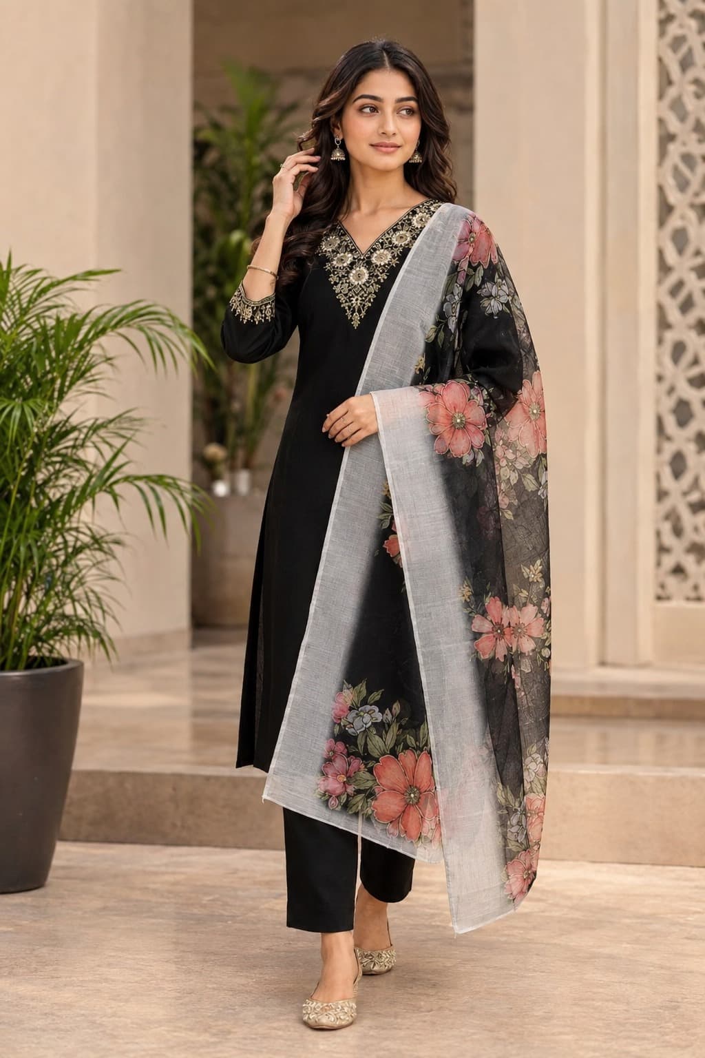 Women's Celebration Edit 3-Piece Embroidered Rayon Slub Kurta Set – PAIR-28