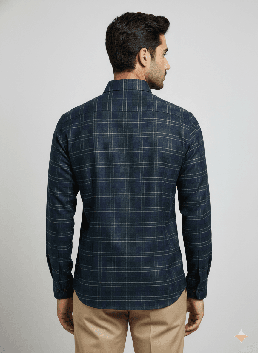 Men's Premium Giza cotton Blue Checks Shirt