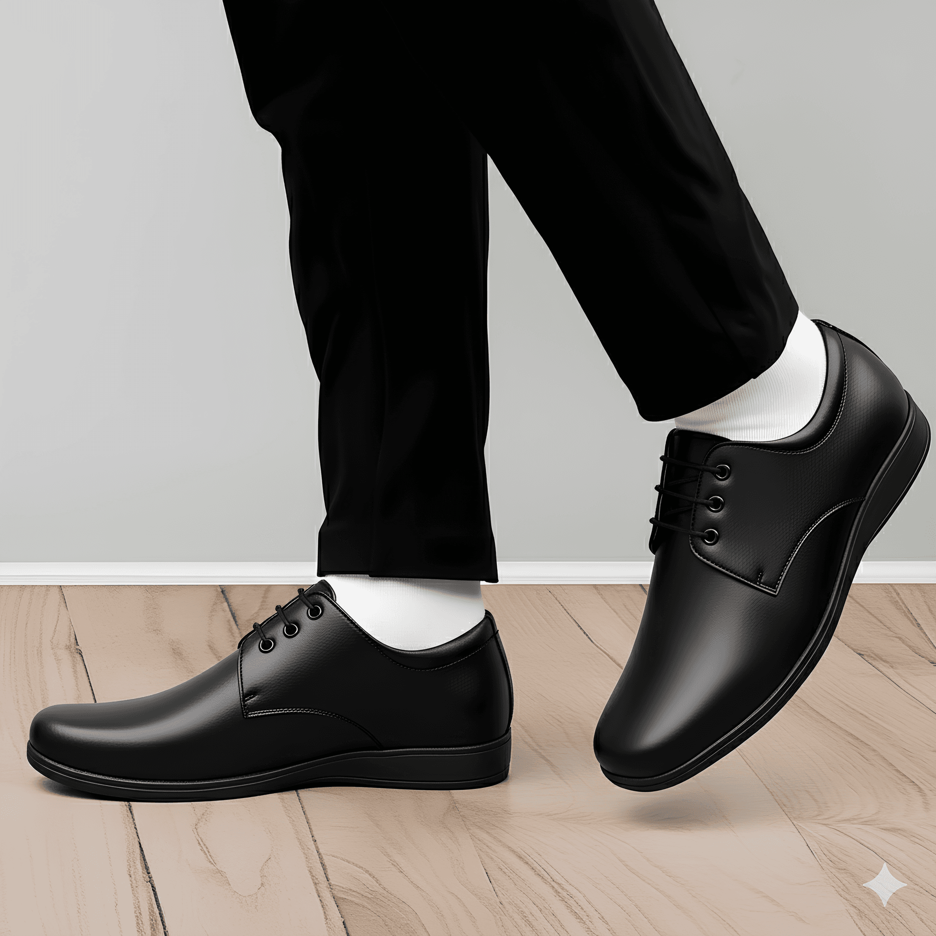 WUGO Men’s Classic Black Lace-Up Formal Shoes