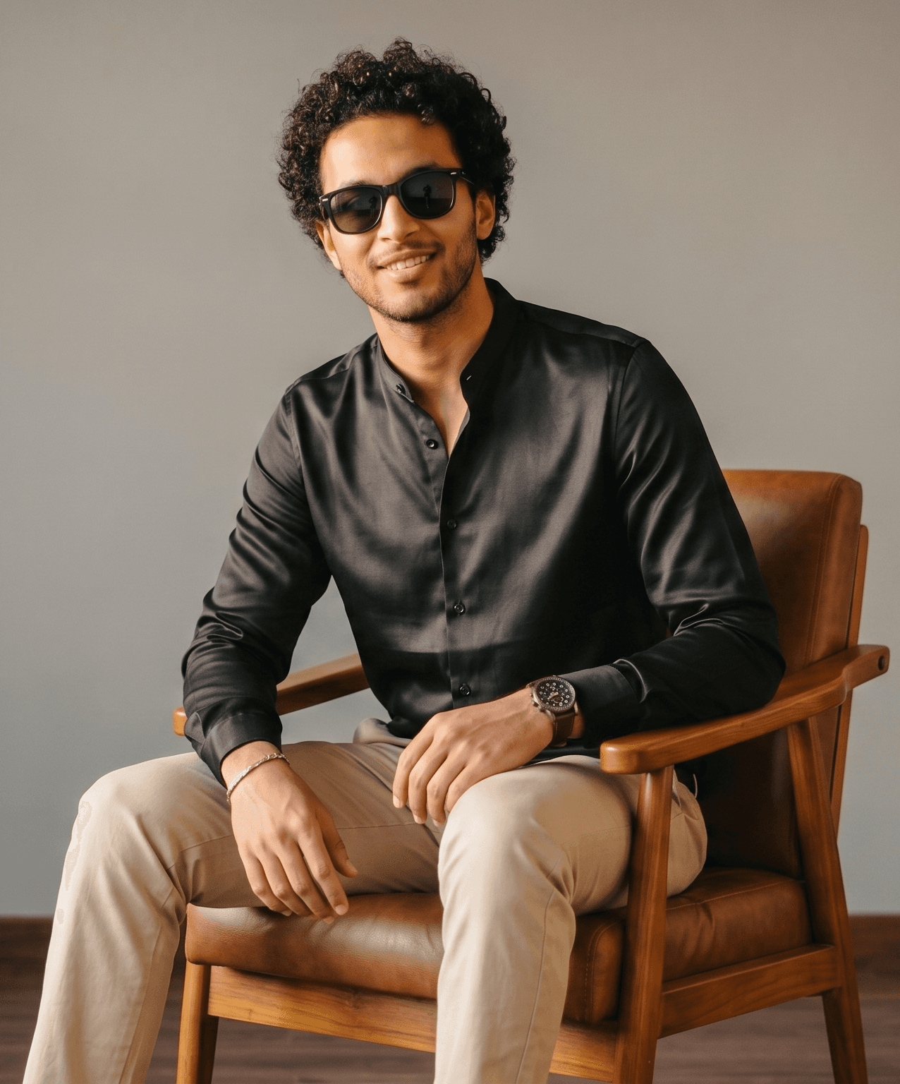 Giza Cotton Mandarin Collar Shirt
