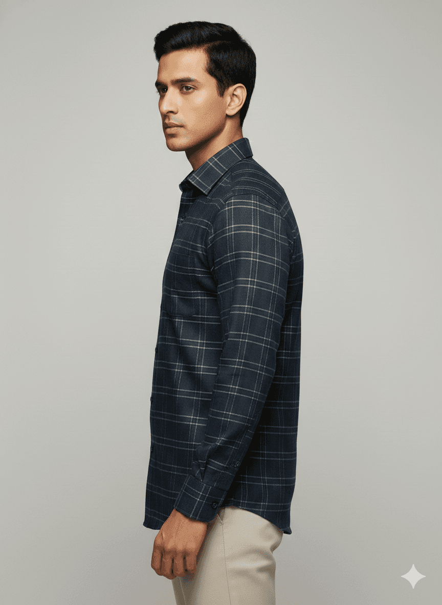 Men's Premium Giza cotton Blue Checks Shirt