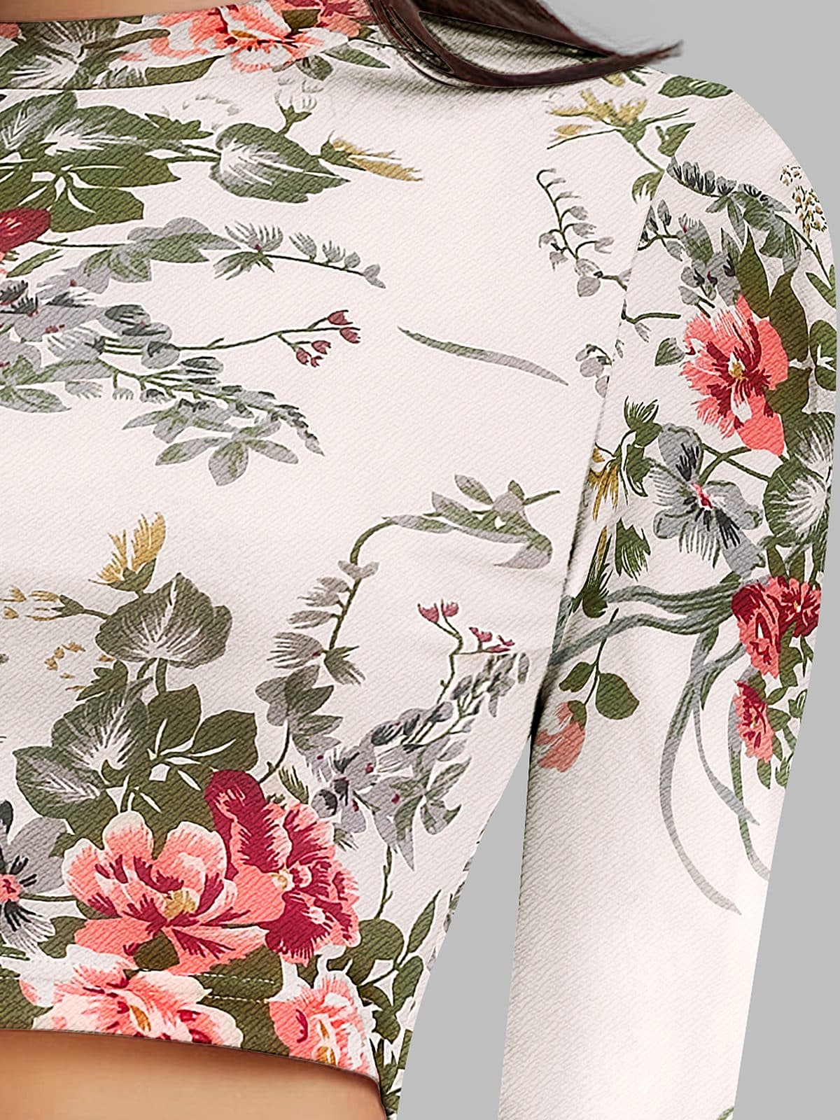 Enchanted Garden Textured Mock-Neck Crop Top