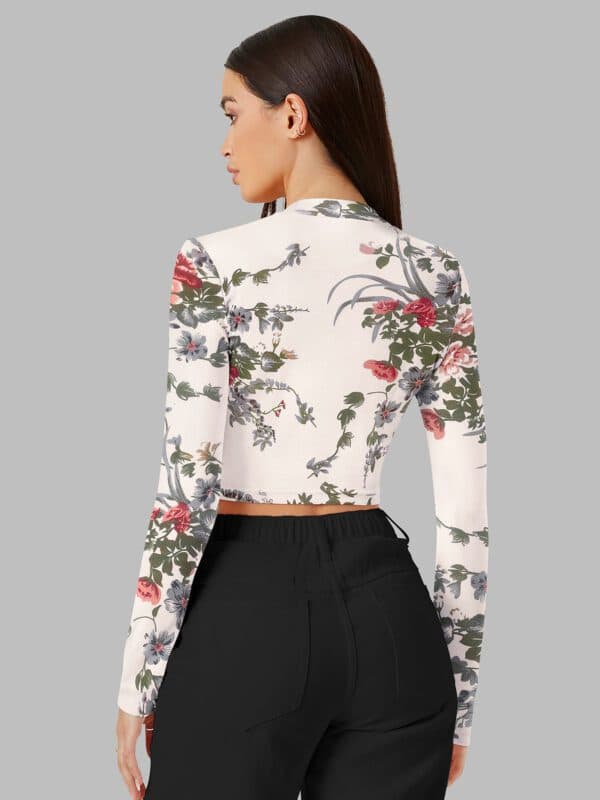 Enchanted Garden Textured Mock-Neck Crop Top