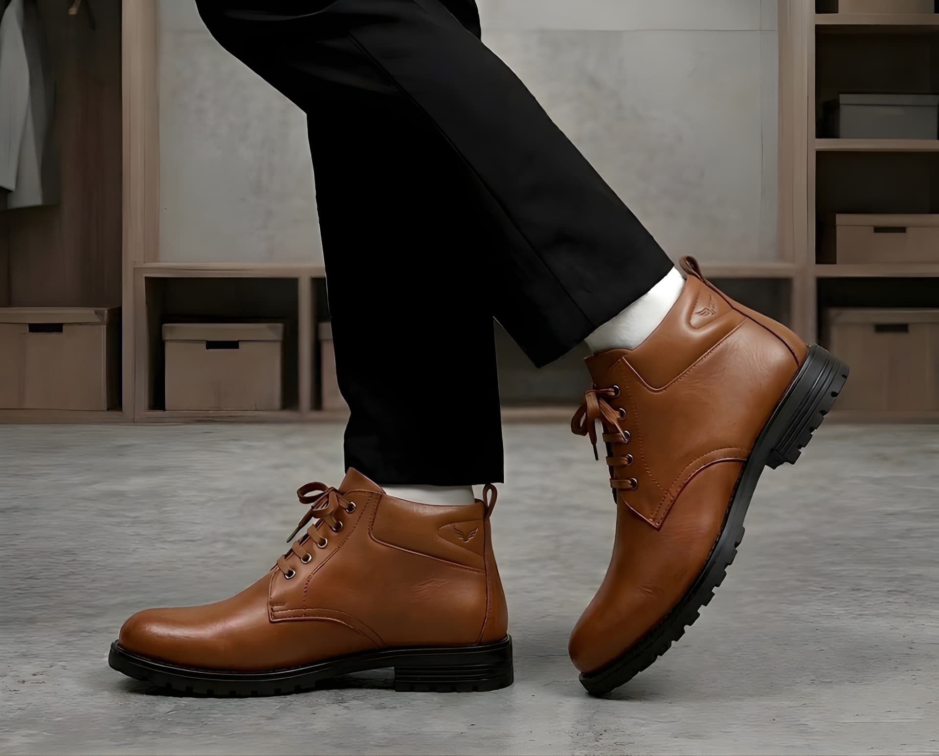 Latest Premium Goat Leather Men Safety Boots 