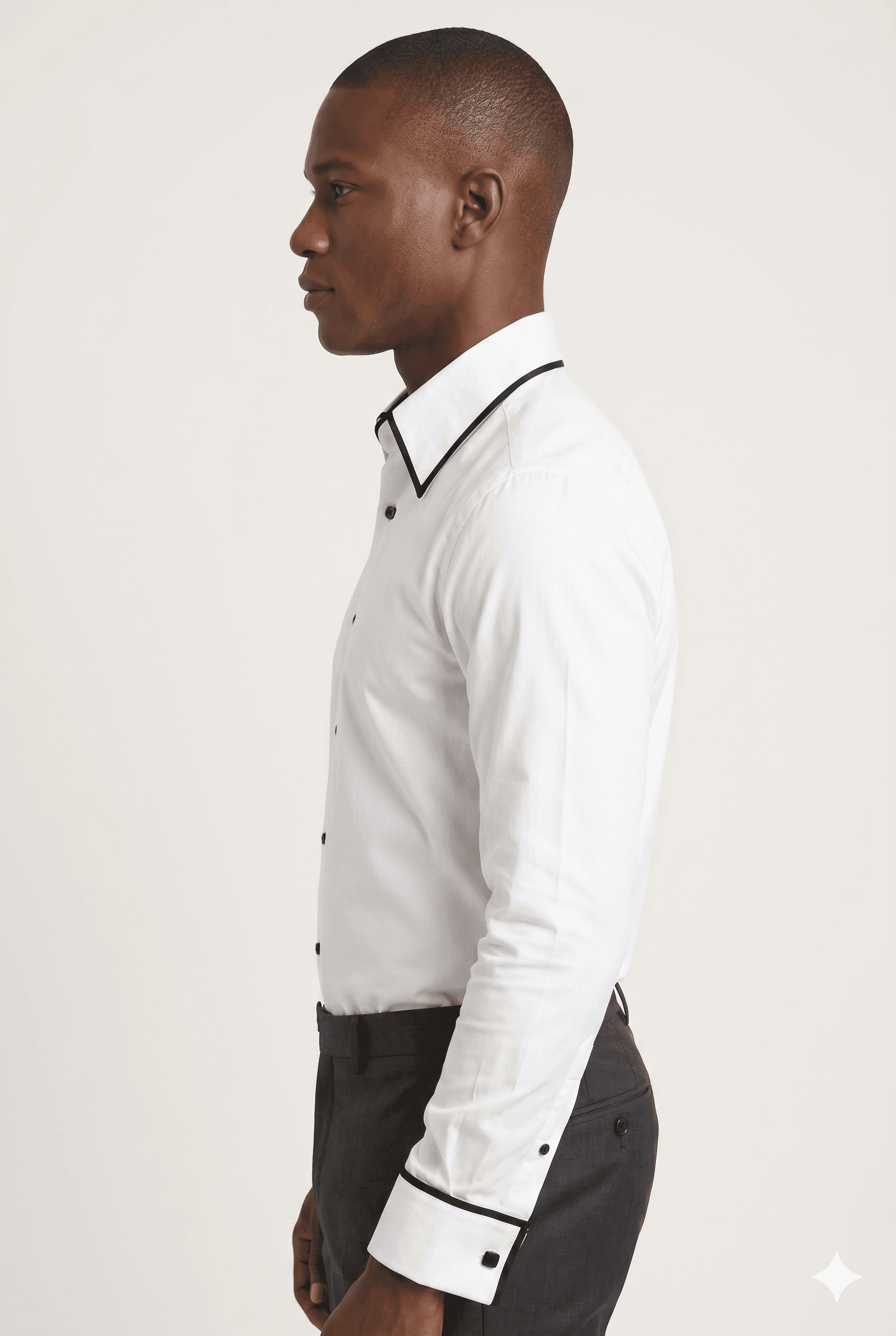 Premium Giza Cotton Shirt with Black Piping & French Cuff