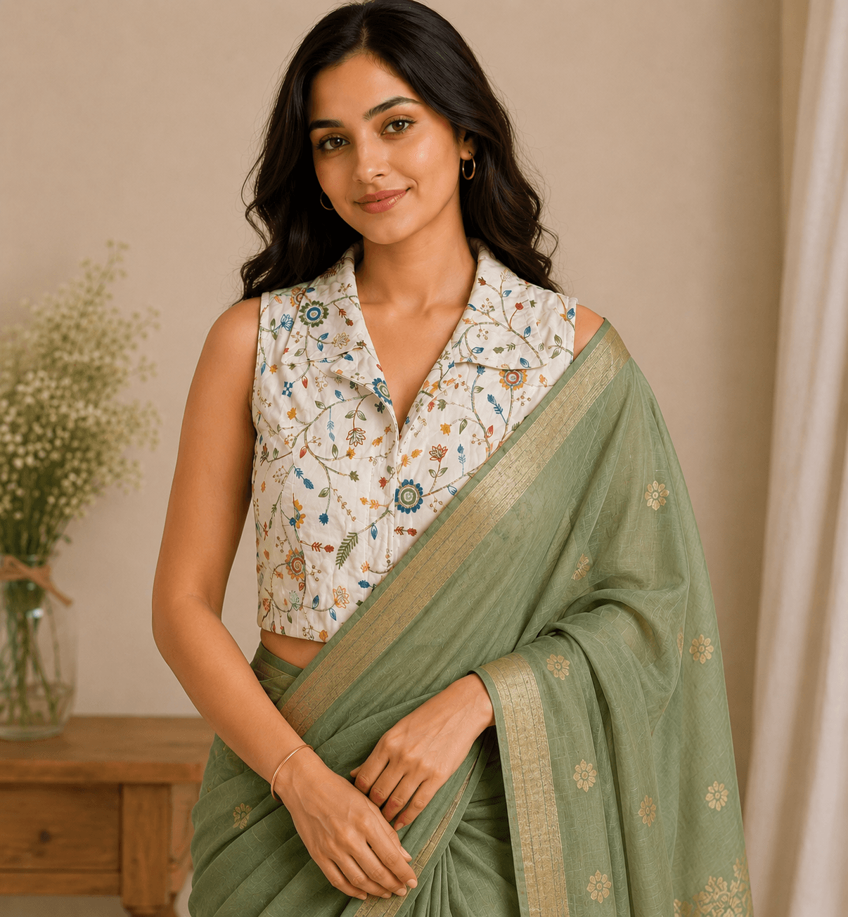 Elegant Floral Embroidered Designer Blouse alternate view