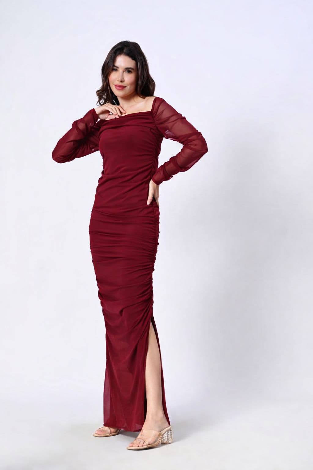 partywear body mesh powernet dress alternate view