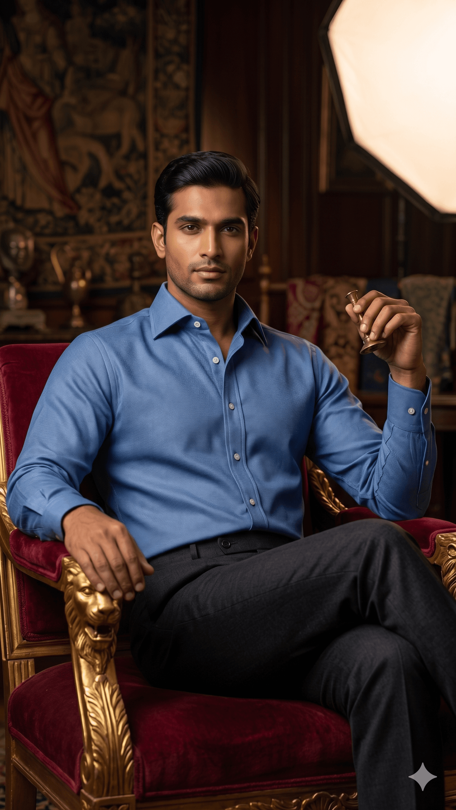 Premium Giza Cotton Solid Sky Blue Shier
