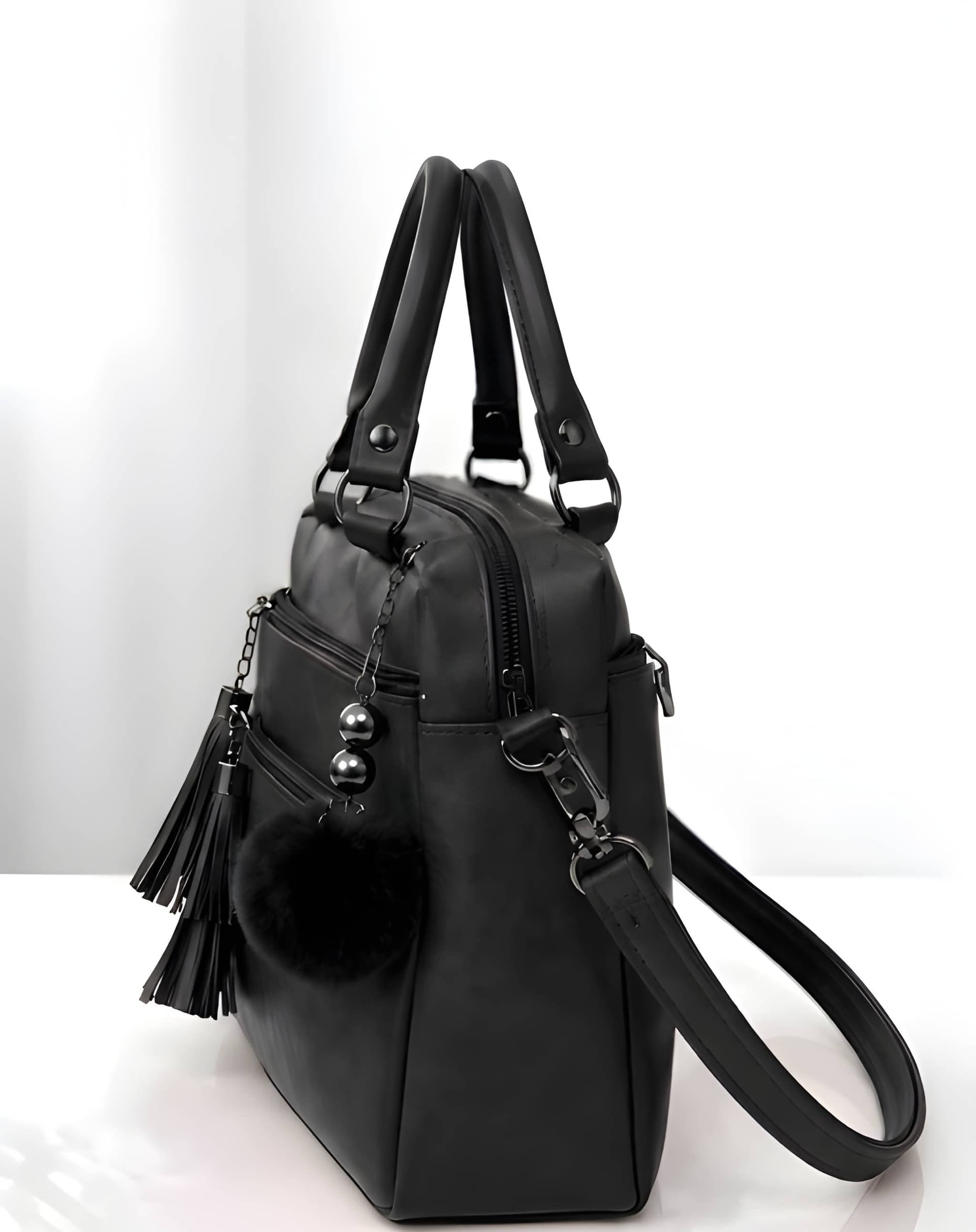 WUGO Women’s Premium Black Multi-Pocket Handbag alternate view