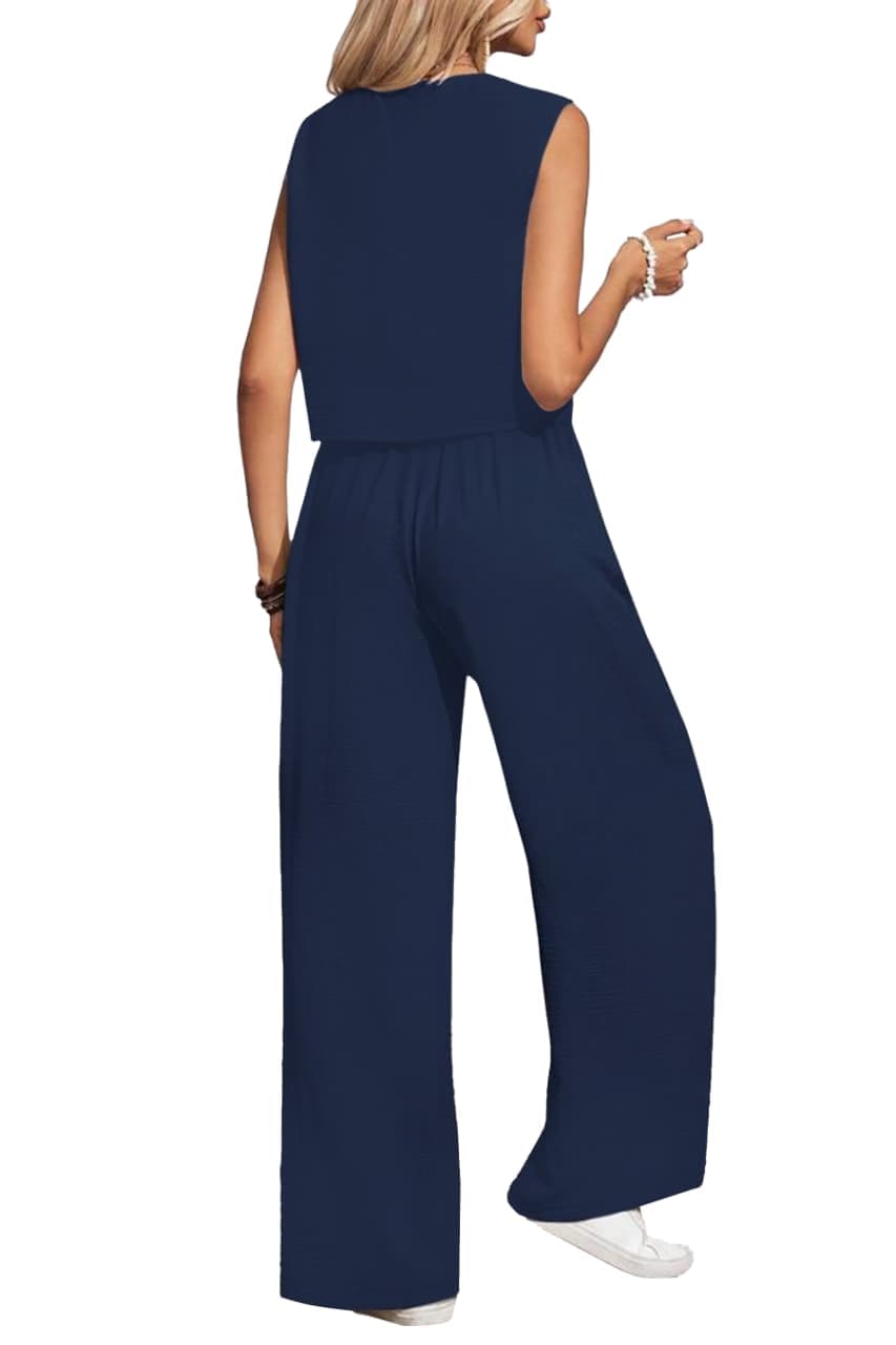 Sophisticated Maroon Waistcoat & Wide-Leg Trouser Co-Ord Set