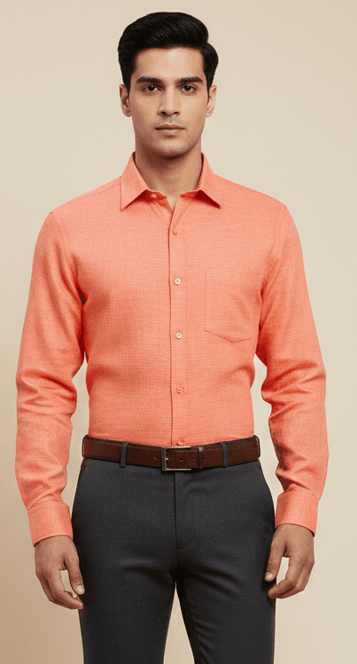 Men's Premium Linen Orange Shirt