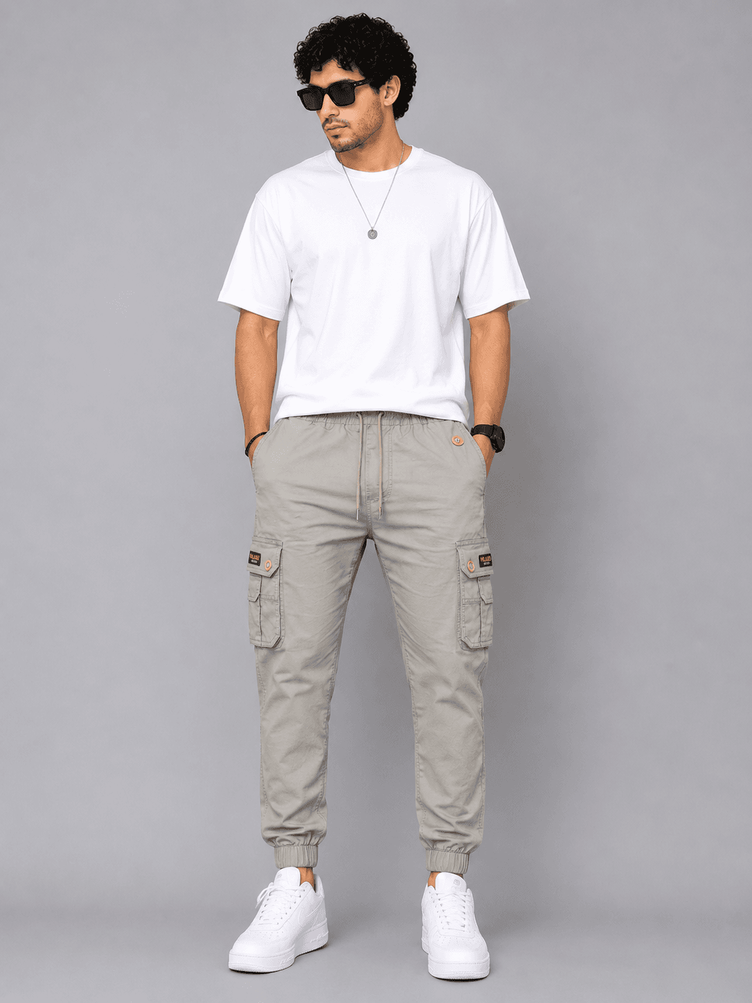 Men's Grey Cargo Pants alternate view