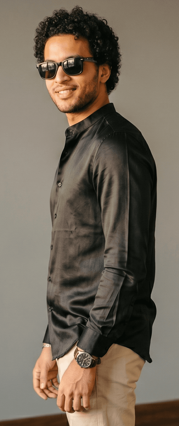 Giza Cotton Mandarin Collar Shirt