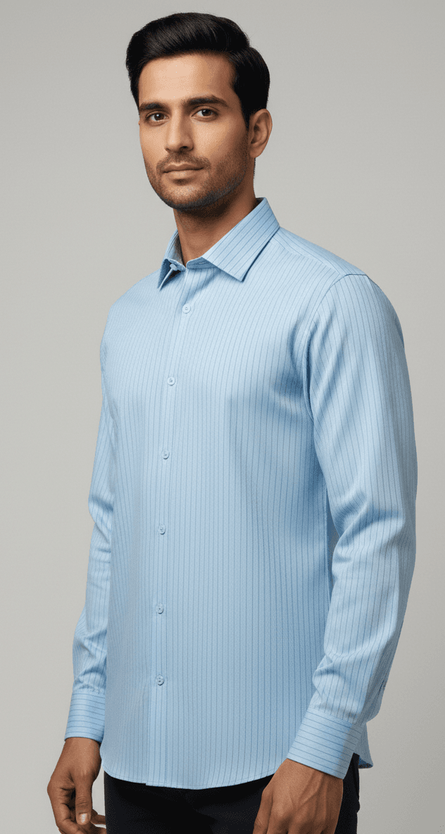 Premium Giza Cotton Blue stripes Shirt alternate view