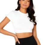 Women's Round Neck Short Sleeve Crop Top