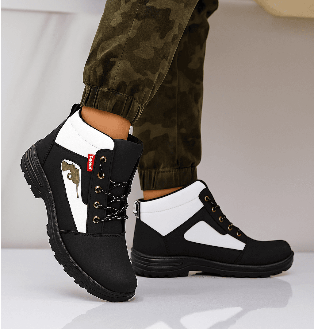 WUGO Men’s Black & White Tactical Lace-Up Ankle Boots alternate view