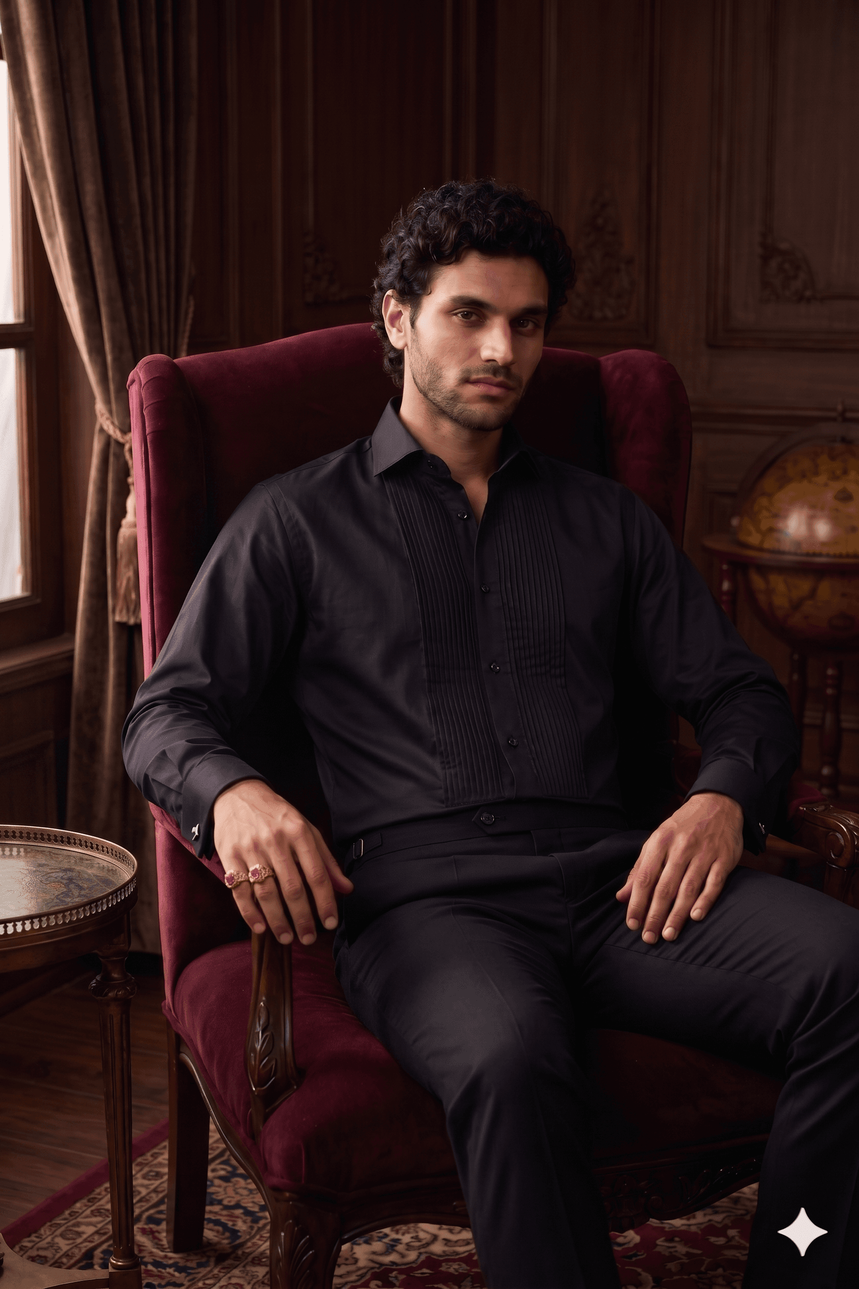 Giza cotton Black Tuxedo Shirt