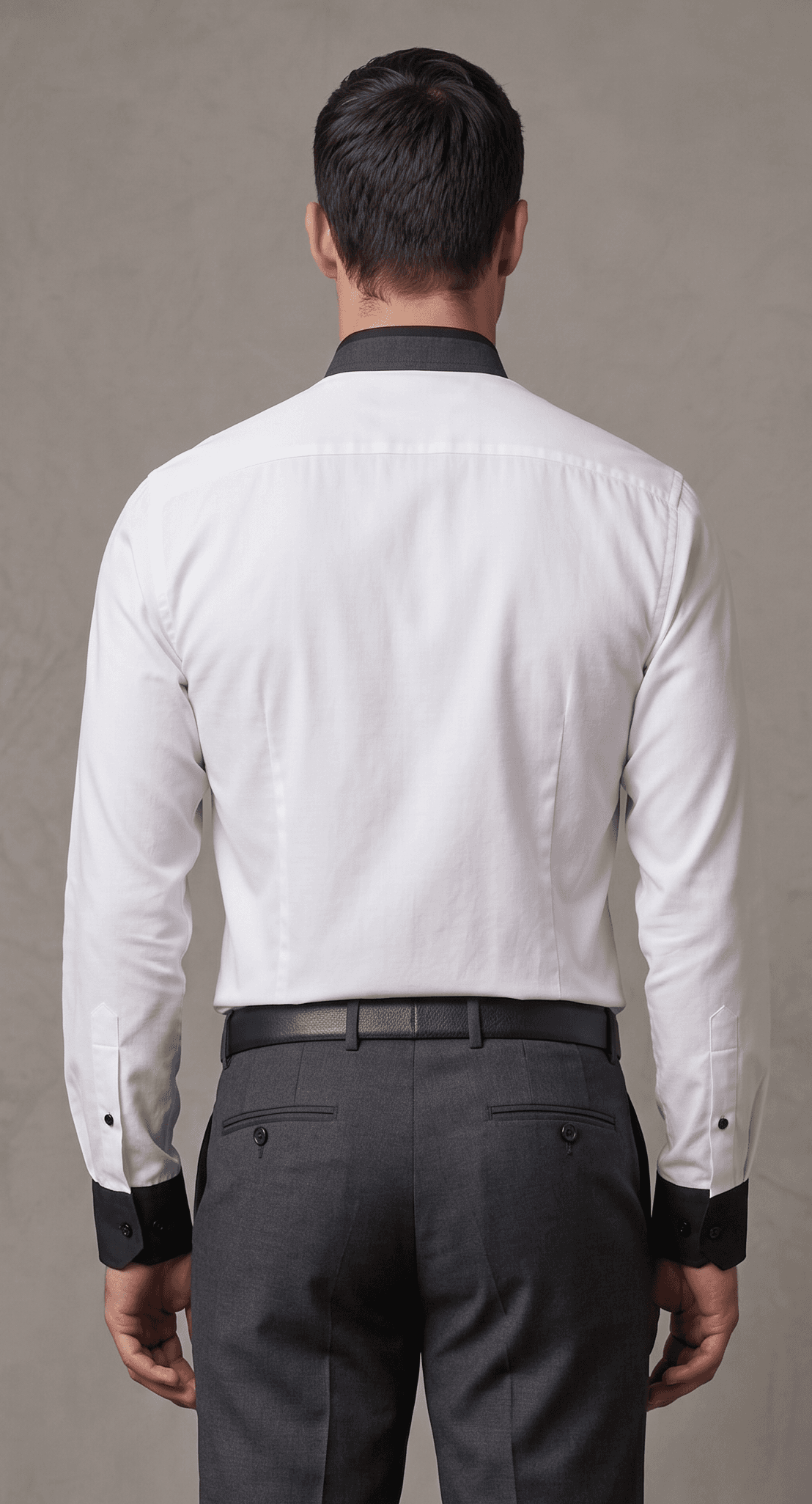 White Mandarin Black Collar Shirt alternate view