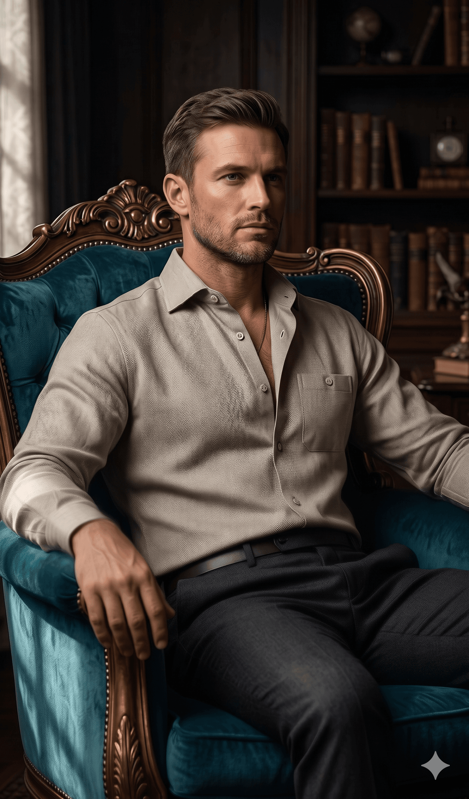 Self Stripe Premium Light Brown Shirt alternate view