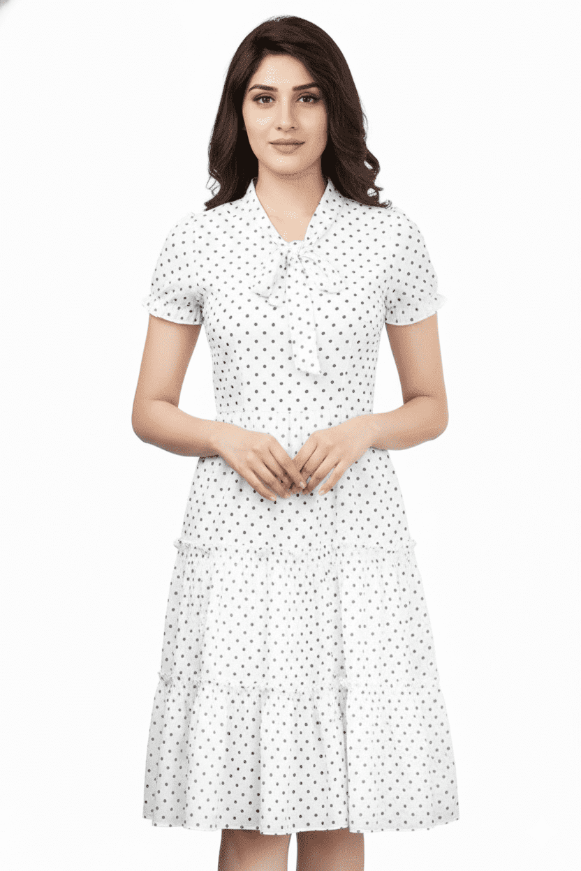 Retro Charm Polka Dot Tiered Midi Dress alternate view