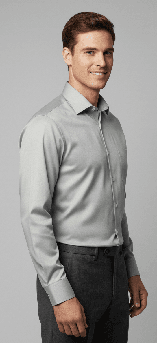 Men's Giza Cotton Ash Grey Green Shirt