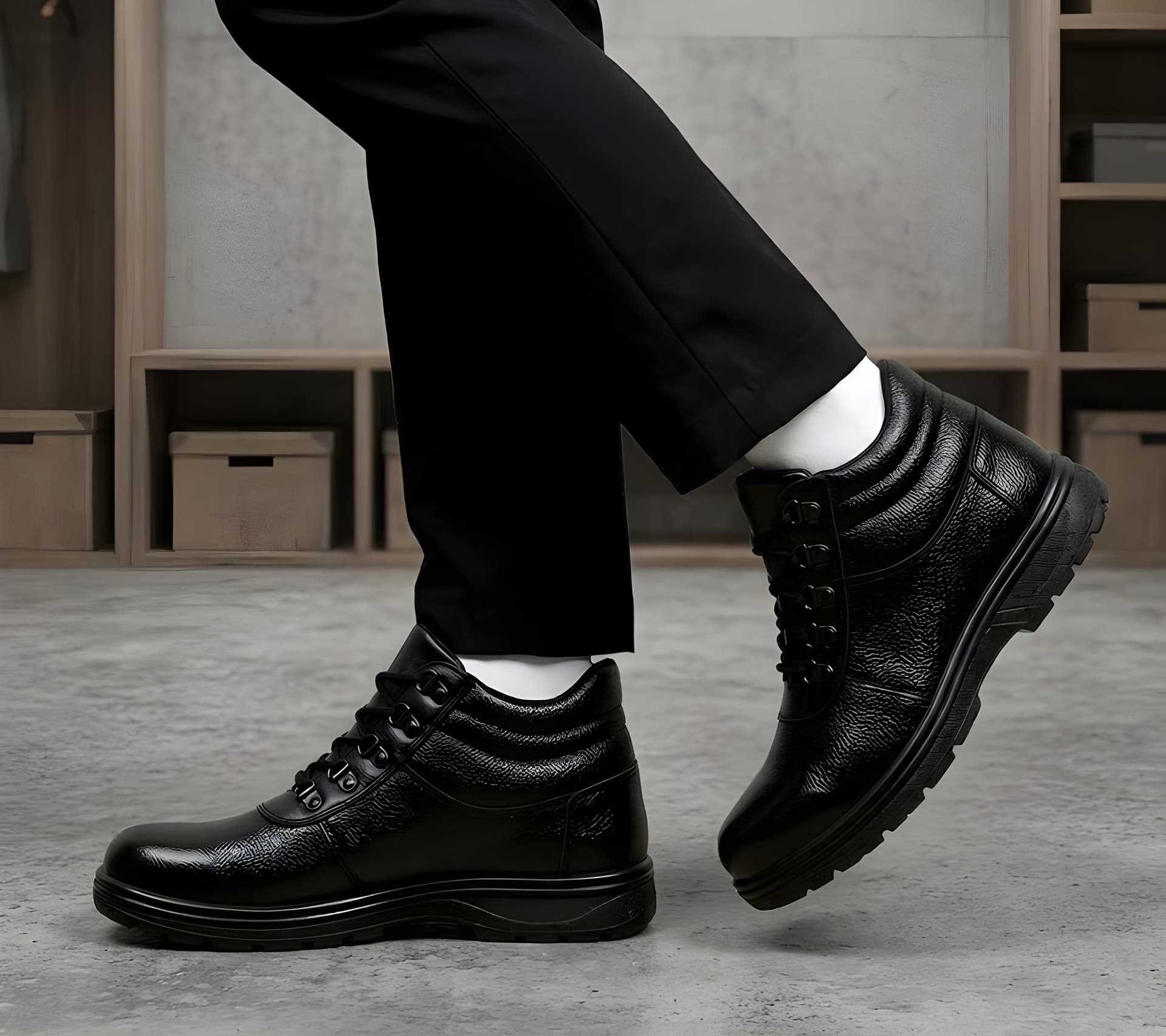 Latest Trendy Genuine Mild Leather Police Boots for Men 