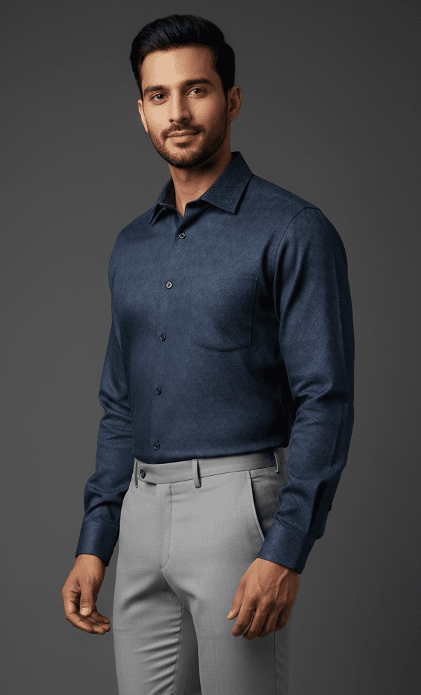 Cotton Blue Digital Printed Shirt