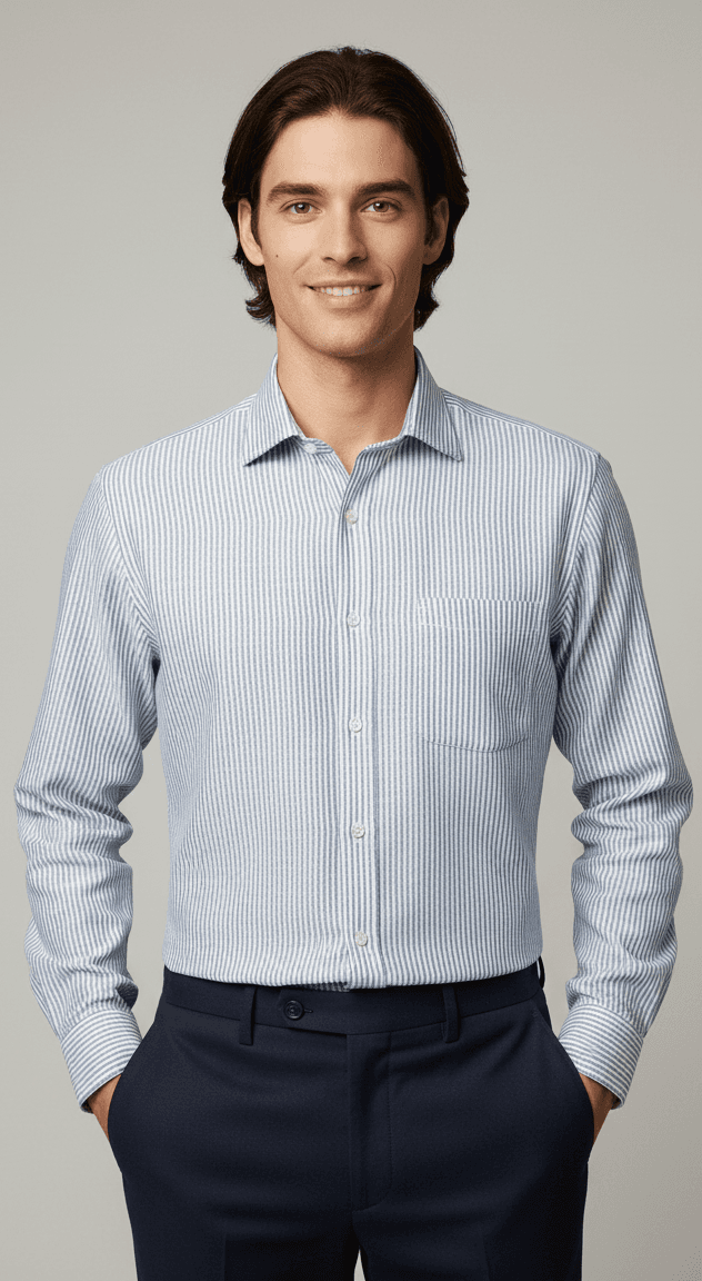 Men's Premium Linen Blue Stripes Shirt