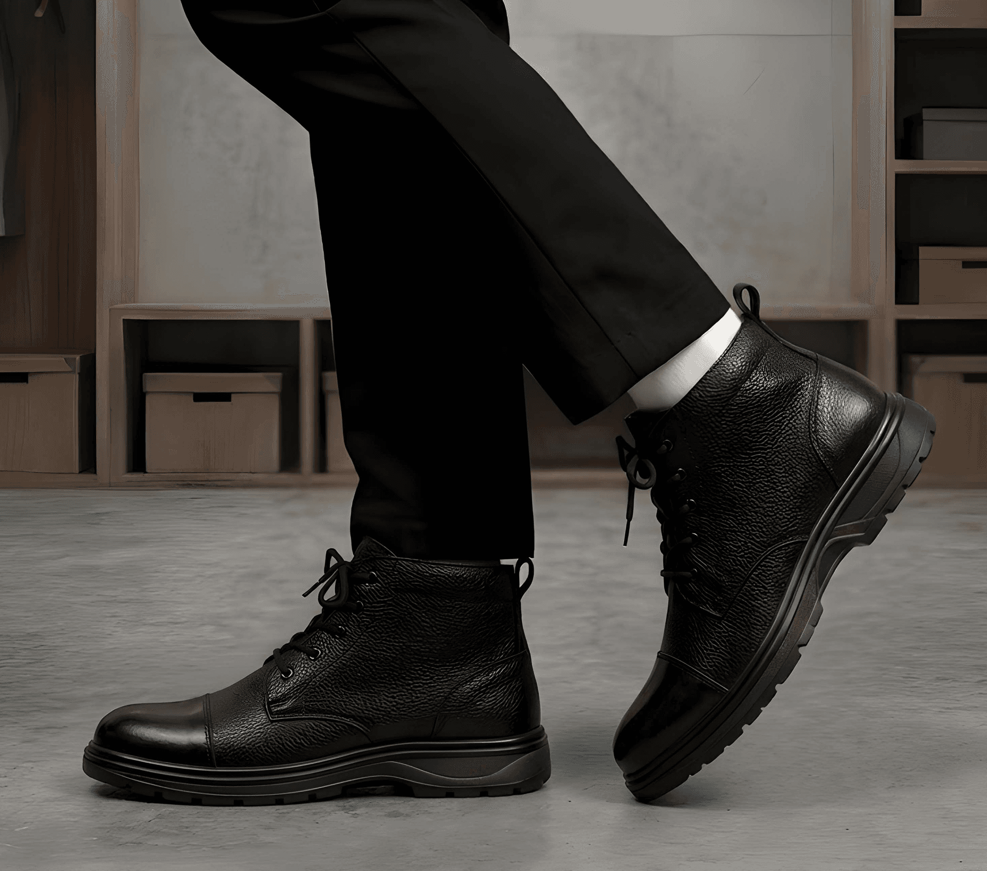 WUGO Men’s Stylish Black High-Top Casual Boots