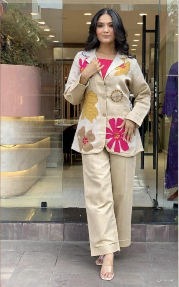 Modern Folk Embroidered Co-ord set alternate view
