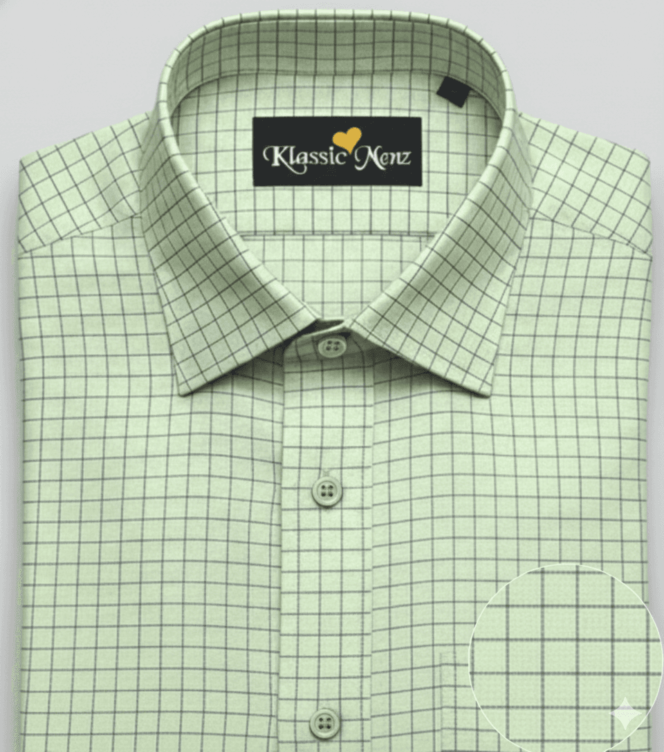 Men's Cotton Pista Green small Checks Shirt