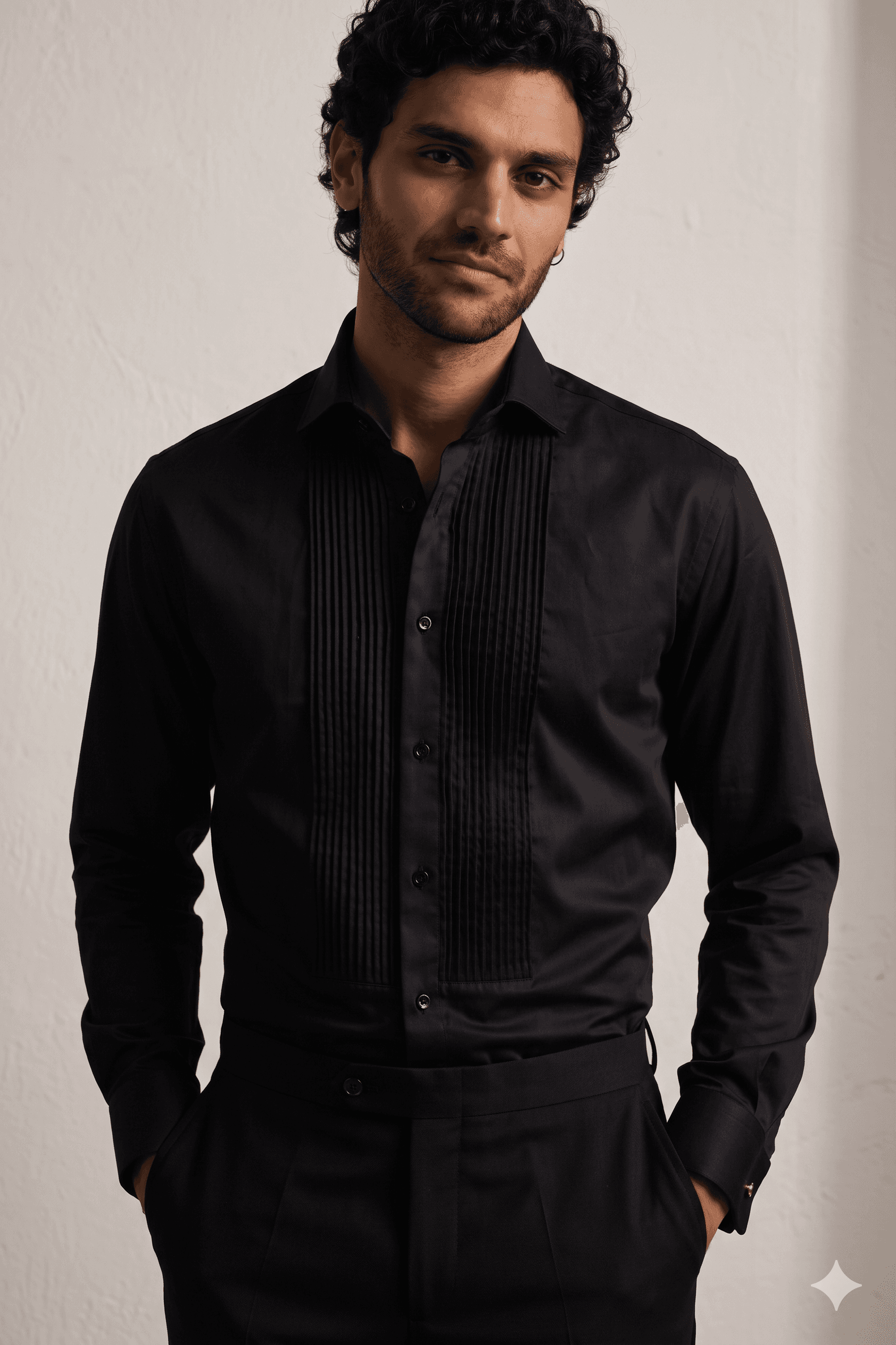 Giza cotton Black Tuxedo Shirt