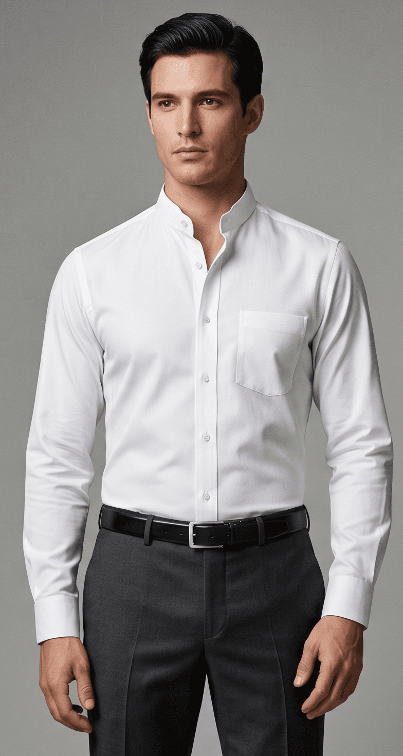 Linen Blend Nehru Collar Casual Shirt