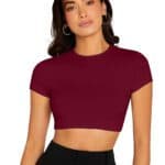 Women's Round Neck Short Sleeve Crop Top alternate view