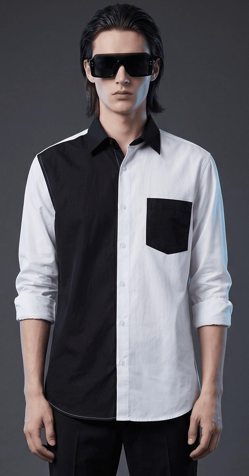 Designer Men's Black & White Shirt