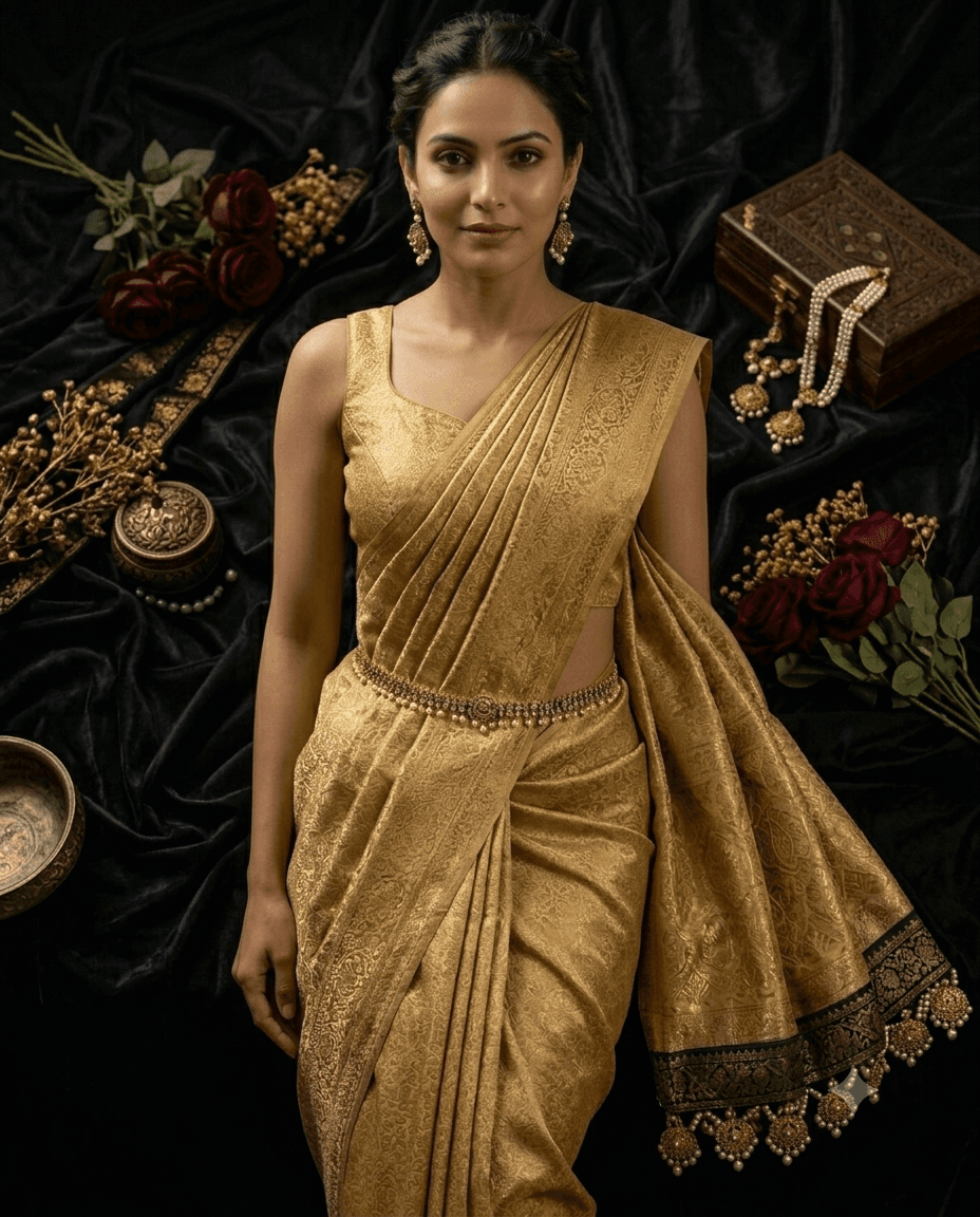 Golden Brocade Designer Readymade Blouse