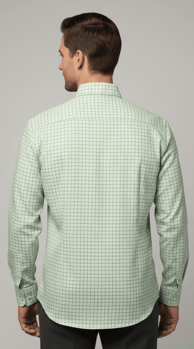 Men's Cotton Pista Green small Checks Shirt