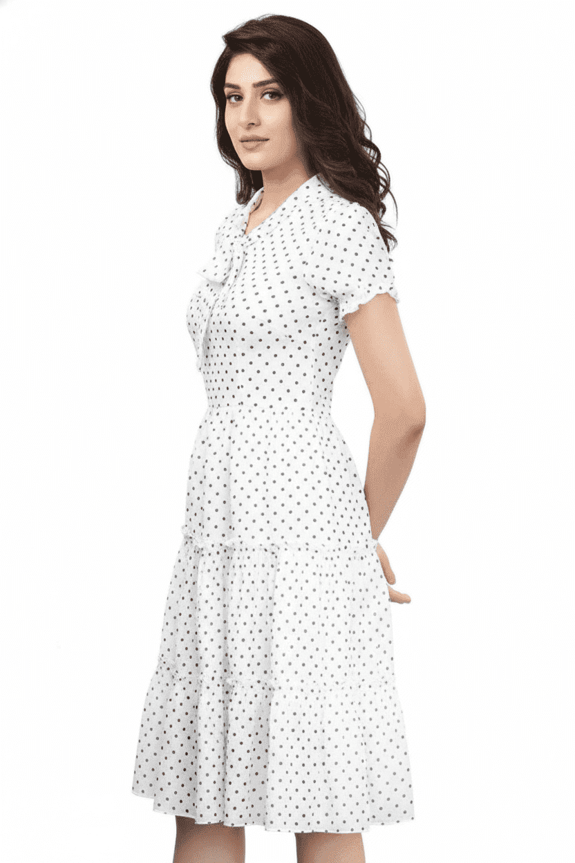 Retro Charm Polka Dot Tiered Midi Dress