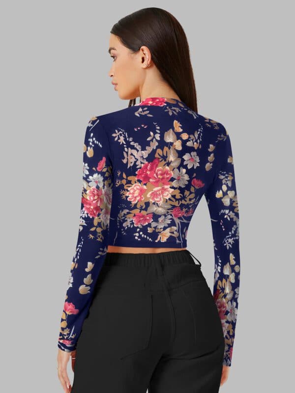 Enchanted Garden Textured Mock-Neck Crop Top