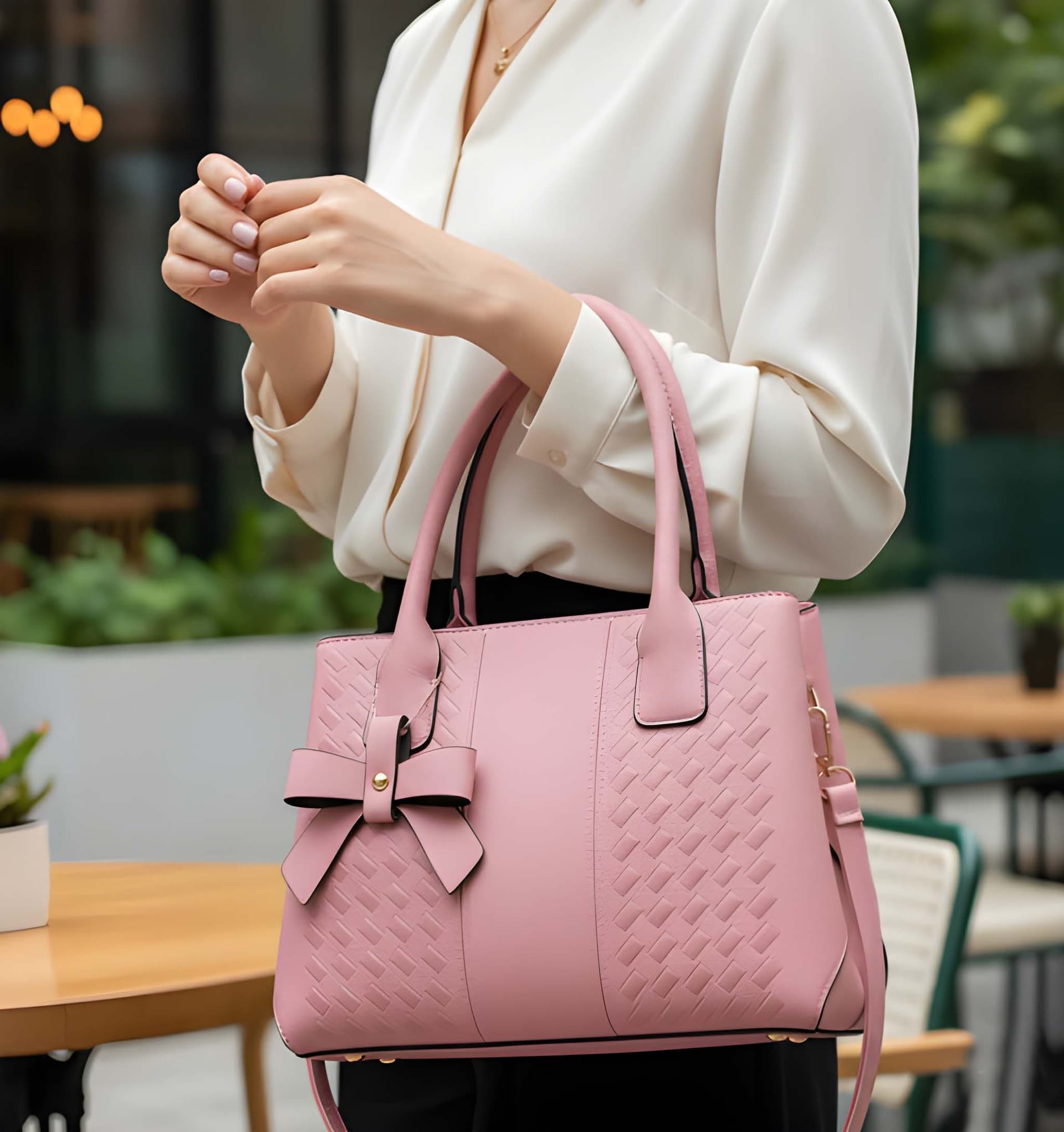 WUGO Women’s Elegant Pink Bow Detail Handbag alternate view
