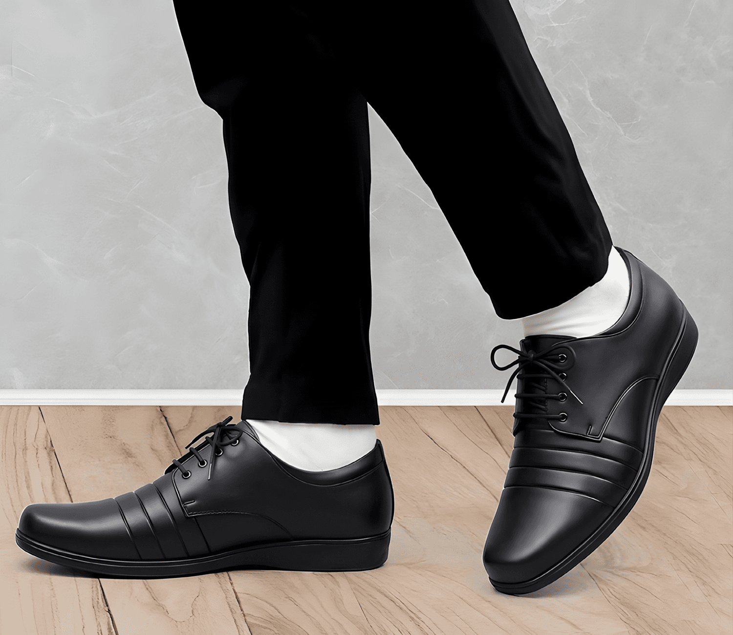 Men's Black Textured Formal Lace-Up Shoes