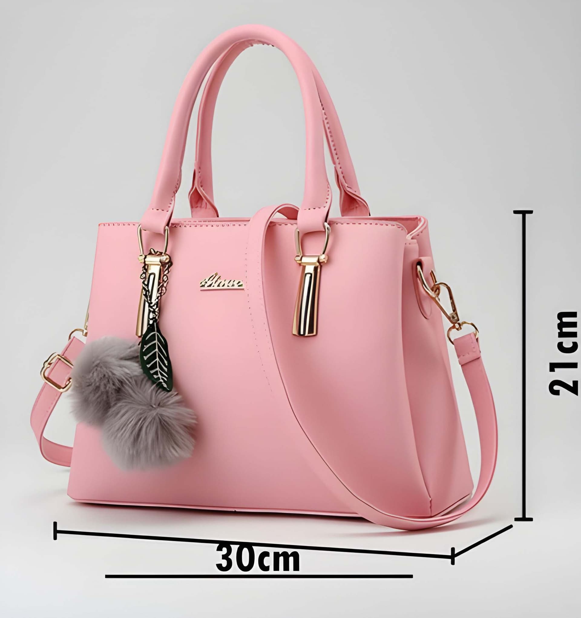 Wugo Elegant Pink Leather Tote Handbag alternate view
