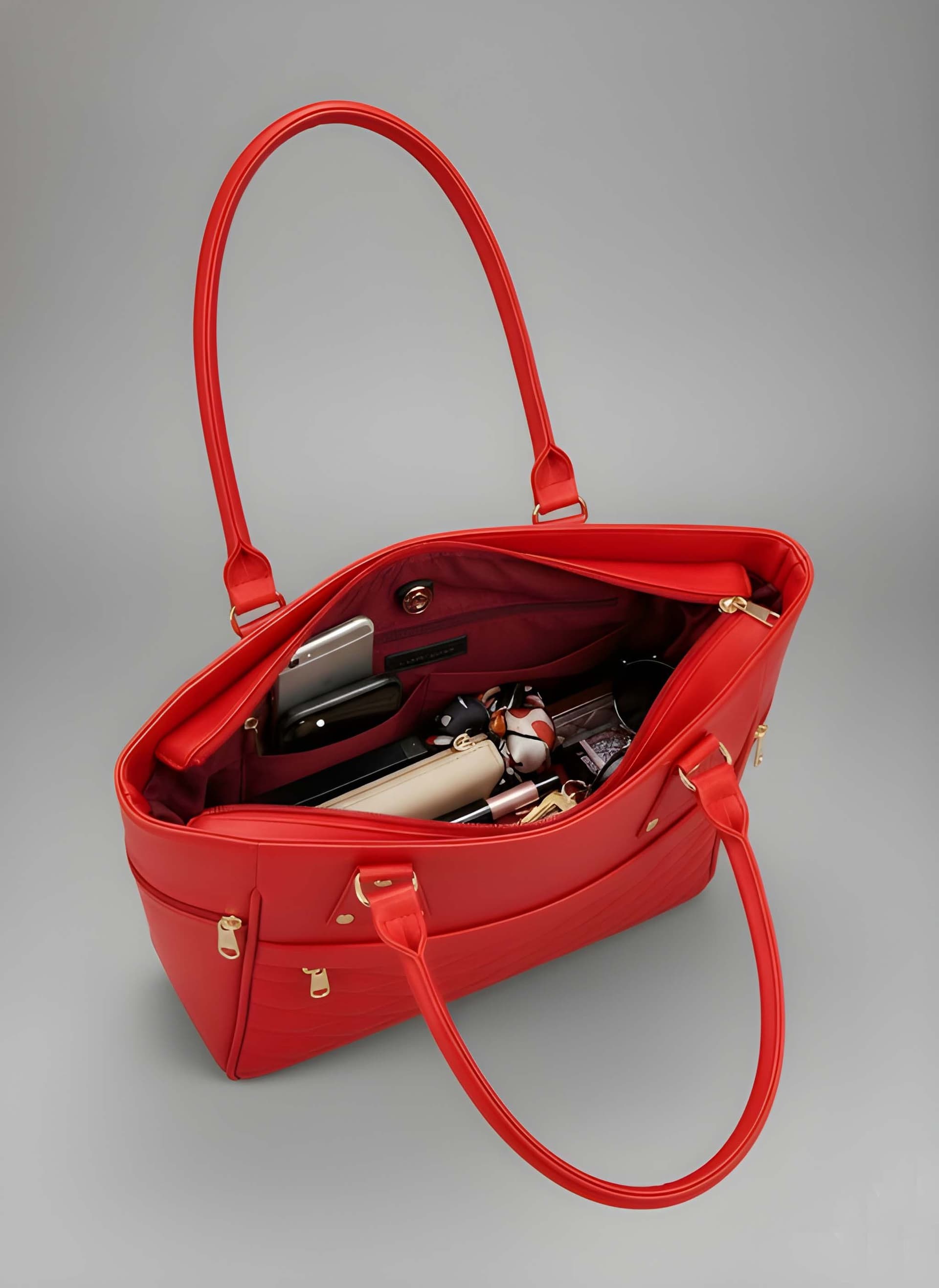 WUGO Women’s Elegant Red Quilted Tote Handbag