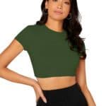 Women's Round Neck Short Sleeve Crop Top