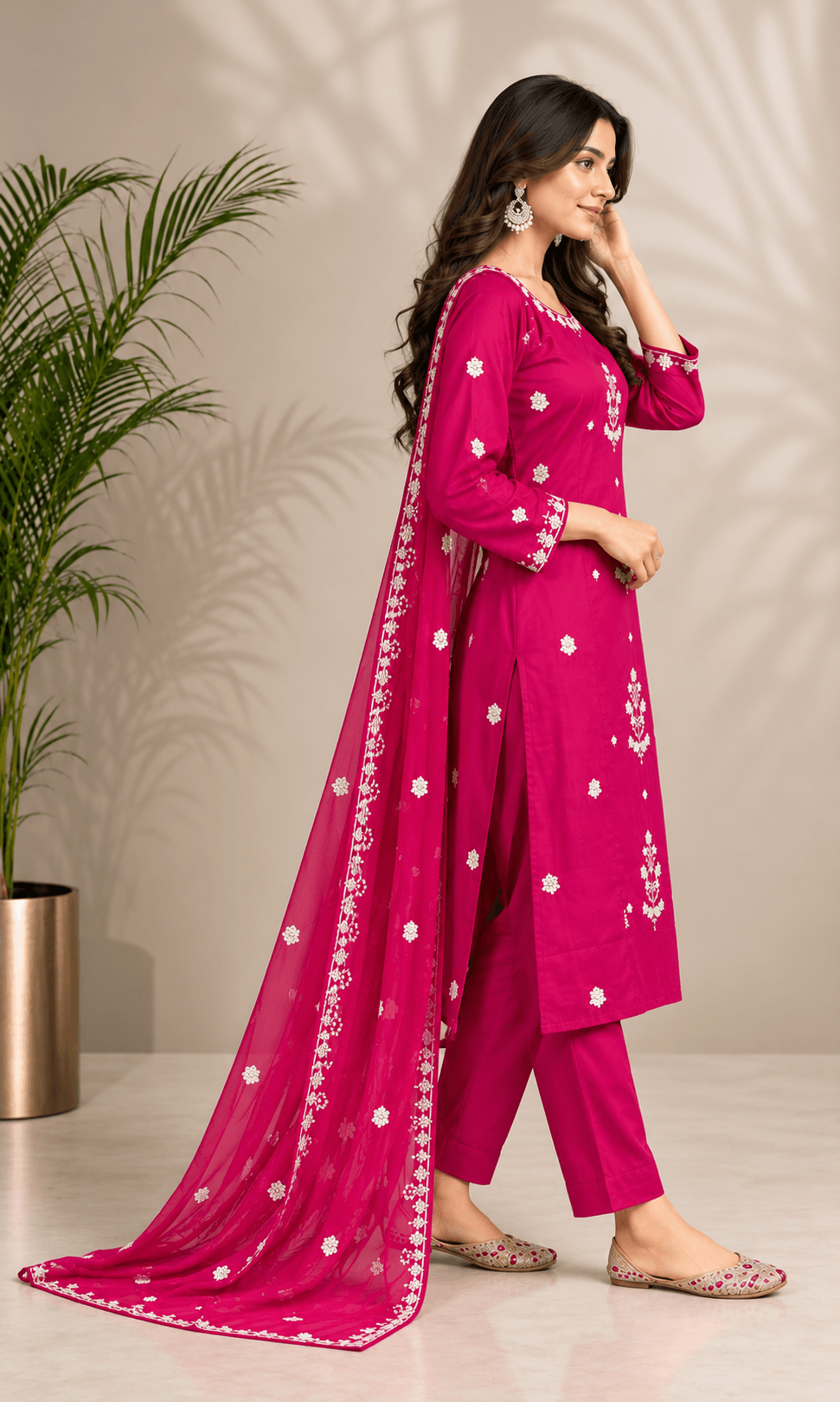 Women's Refined Elegance 3-Piece Embroidered Rayon Slub Kurta Set – PAIR-39-59