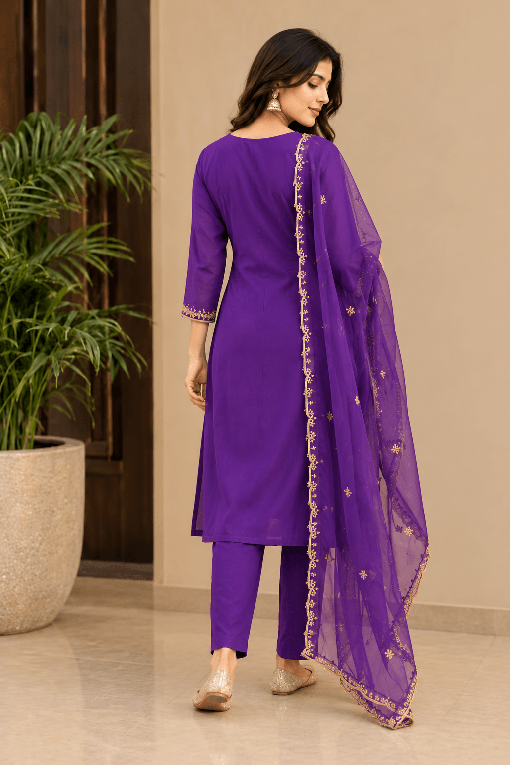 Women's Classic Grace 3-Piece Embroidered Rayon Slub Kurta Set – PAIR-32