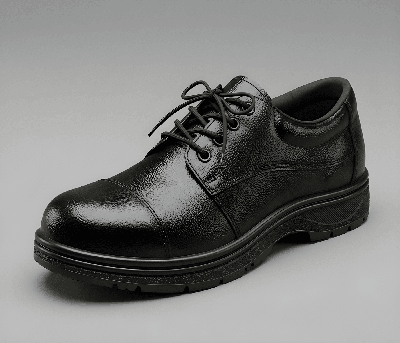 Latest Genuine Mild Leather Police Safety Shoes for Men