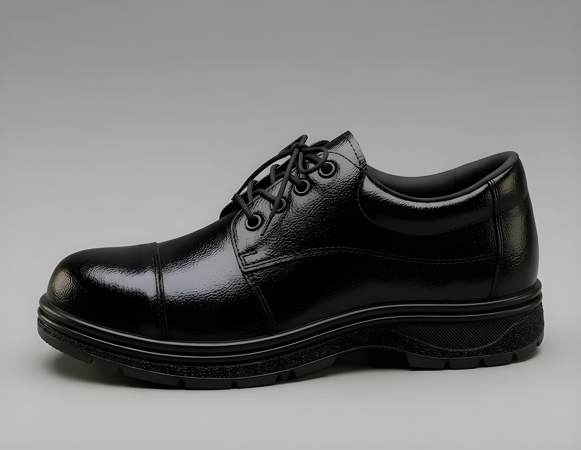Latest Genuine Mild Leather Police Safety Shoes for Men